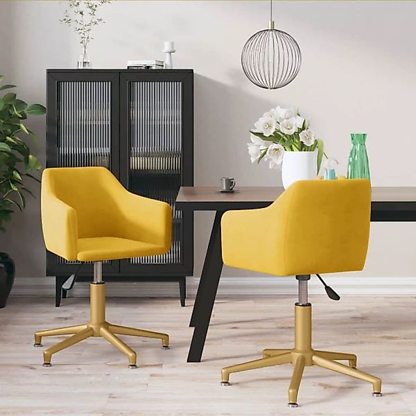 Vidaxl Esszimmerstühle 2 Stk. Drehbar Gelb Samt günstig online kaufen