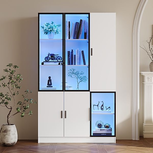 Merax Glasvitrine mit LED und Aluminiumrahmen günstig online kaufen