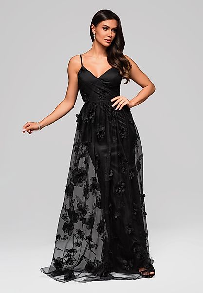 OMBRE Abendkleid Romantisches Maxikleid mit 3D-Blumenapplikationen günstig online kaufen
