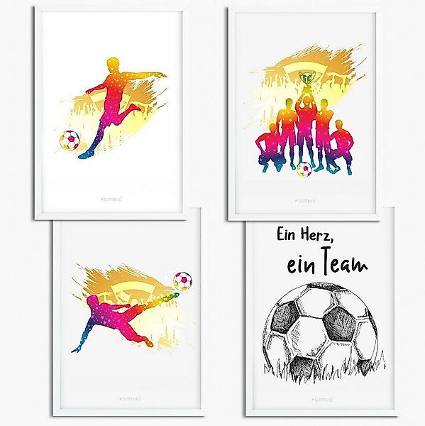 Sunnywall Poster Poster Kinderzimmer Fussball (4er Set), Fussball (Set) günstig online kaufen