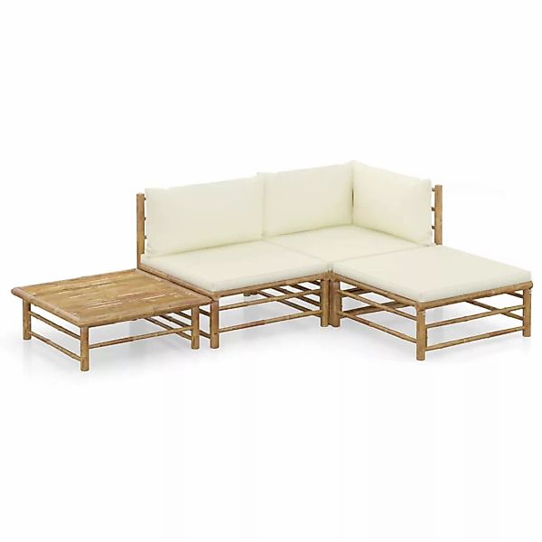 vidaXL Gartenlounge-Set 4-tlg. Garten-Lounge-Set mit Cremeweißen günstig online kaufen
