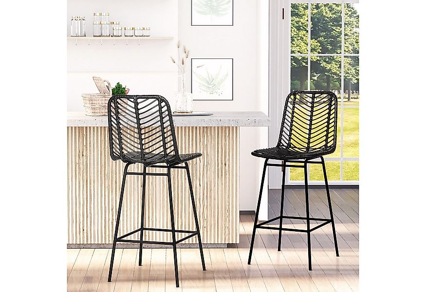 HOMCOM Barhocker 2er-Set, mit Fußstütze, Stahlbeinen (Barstühle, 2 St., Tre günstig online kaufen