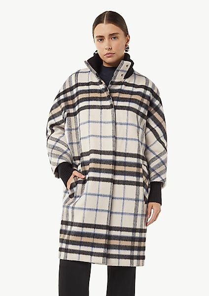 comma Kurzjacke Karierter Mantel mit Strick-Details günstig online kaufen