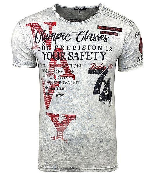 Baxboy T-Shirt Kurzarm Verwaschen Vintage Used Look T-Shirt Front Back Prin günstig online kaufen