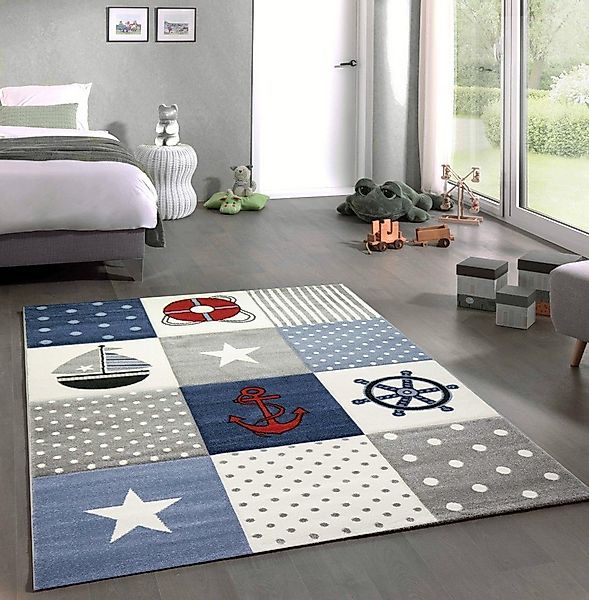 Carpetia Kinderteppich Kinderteppich Kinderzimmer Jungen Maritim Meer karie günstig online kaufen