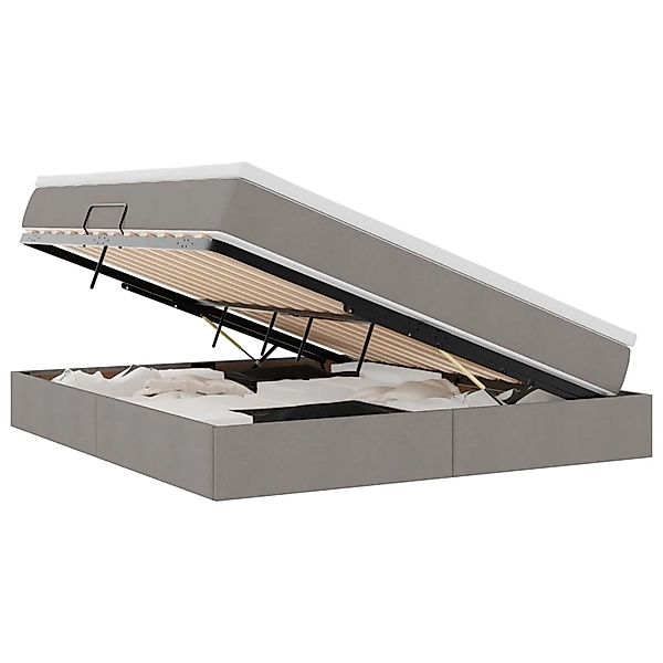 vidaXL Stauraumbett mit Matratze Taupe 160 x 200 cm Polyester 3370239 günstig online kaufen