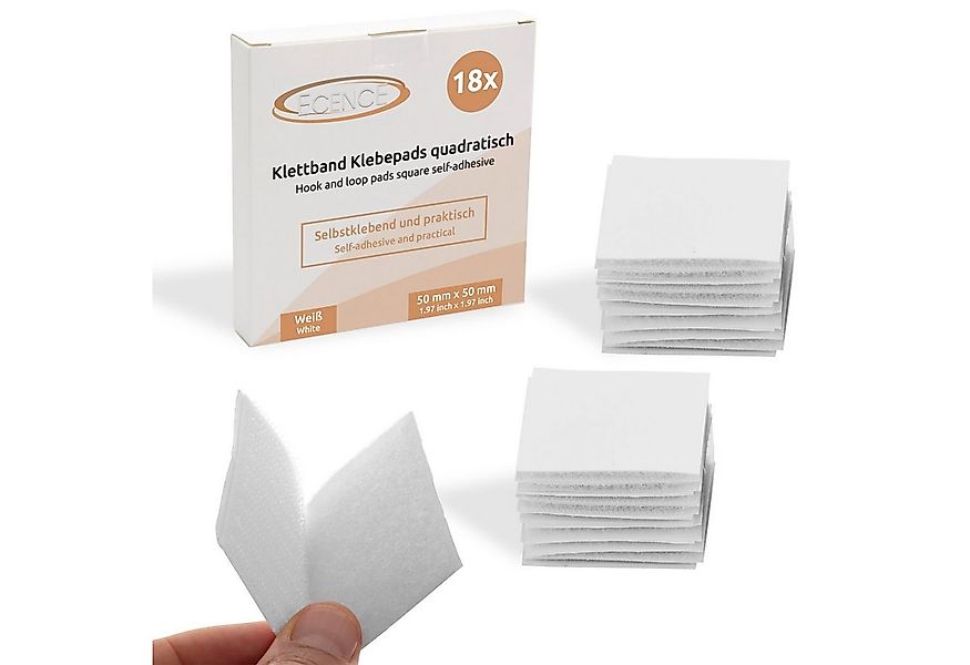 ECENCE Klett-Klebepad 18x Klett Klebepads quadratisch Weiss Klettpad günstig online kaufen