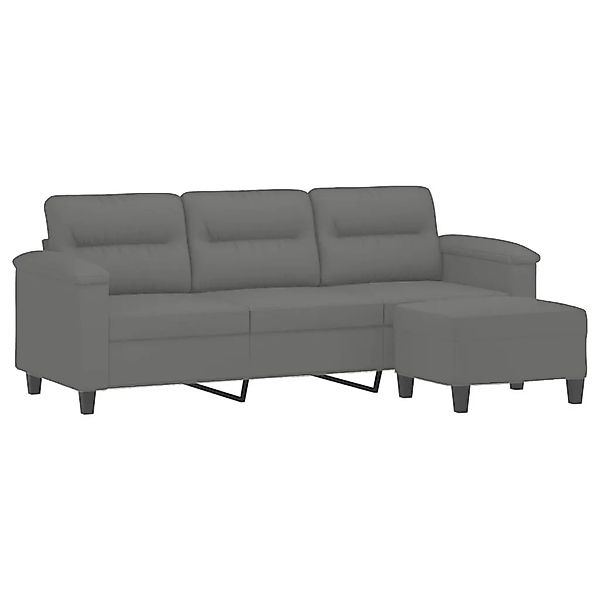 vidaXL 3-Sitzer-Sofa mit Hocker Dunkelgrau 180 cm Mikrofasergewebe 3201233 günstig online kaufen