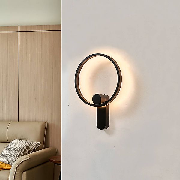 Lucande LED-Wandlampe Yekta, indirekt, schwarz, dimmbar günstig online kaufen