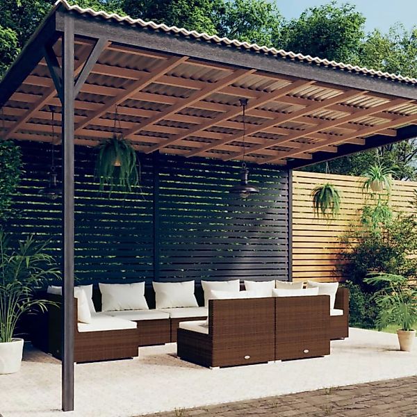 Vidaxl 9-tlg. Garten-lounge-set Mit Kissen Braun Poly Rattan günstig online kaufen