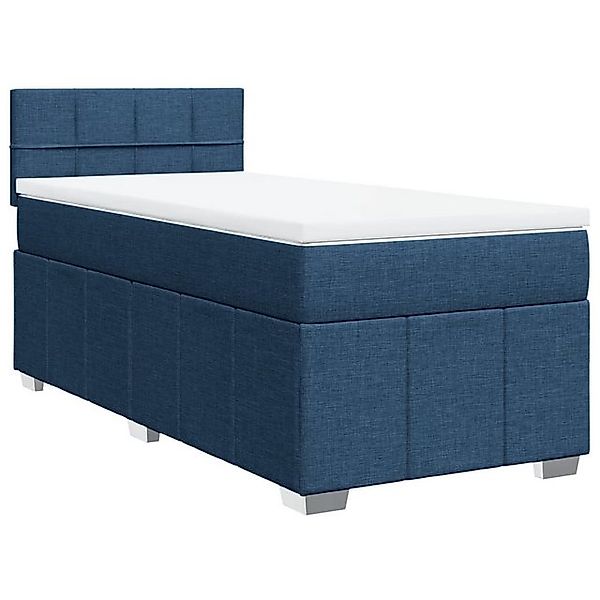 vidaXL Bett Boxspringbett mit Matratze Blau 100x200 cm Stoff günstig online kaufen