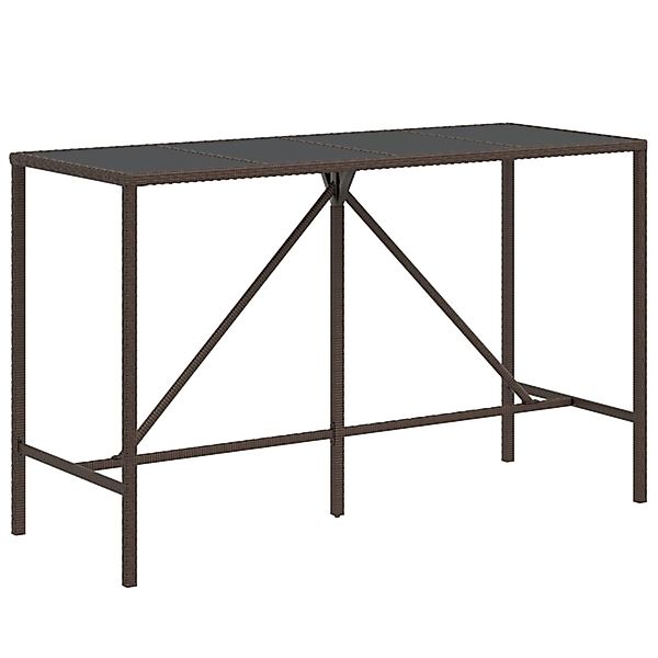 vidaXL Bartisch mit Glasplatte Braun 180x70x110 cm Poly Rattan 362590 günstig online kaufen