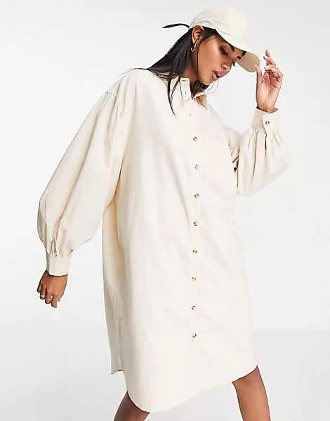 Selected – Cecile – Hemdkleid in Creme-Weiß günstig online kaufen