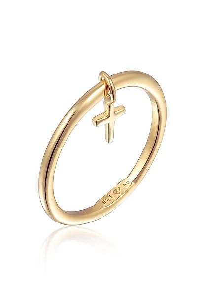 Elli Fingerring Bandring Stapelring Kreuz 925 günstig online kaufen