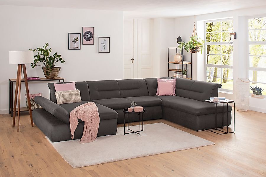 Home affaire Wohnlandschaft »Avesa U-Form« Wahlweise mit Armteilverstellung günstig online kaufen
