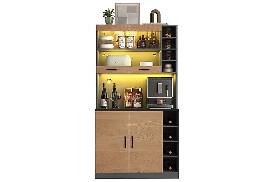 Merax Küchenbuffet Küchenschrank mit LED und höhenverstellbaren Ablagefäche günstig online kaufen