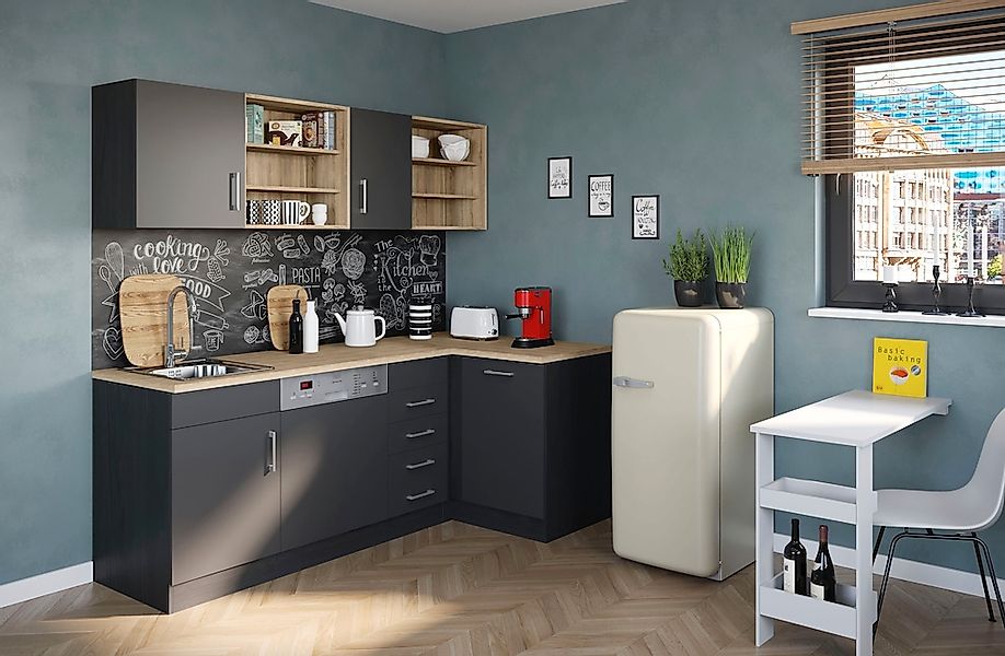 KOCHSTATION Küche "KS-Mali" Stellbreite 210/110 cm, mit E-Geräten günstig online kaufen