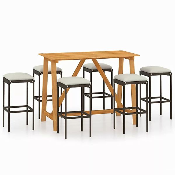 7-tlg. Gartenbar-set Mit Kissen Braun günstig online kaufen