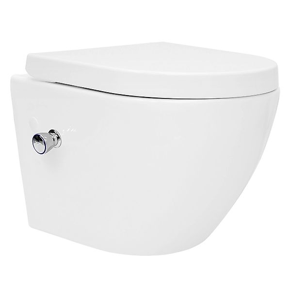LuxeBath Spülrandloses Hänge WC Keramik Weiß mit Bidet-Funktion Kurz 49 cm günstig online kaufen