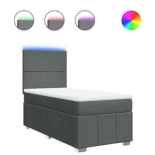 vidaXL Boxspringbett mit Matratze Dunkelgrau 80x200 cm Stoff 3293789 günstig online kaufen