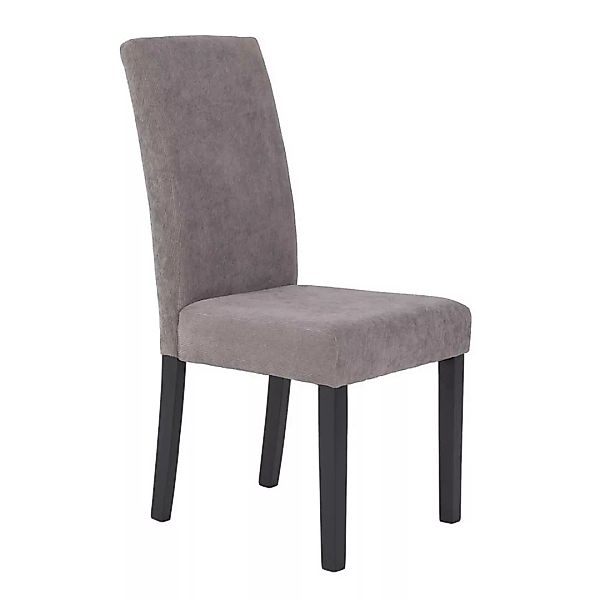 Stühle mit hoher Lehne in Grau und Schwarz Cord und Massivholz (2er Set) günstig online kaufen