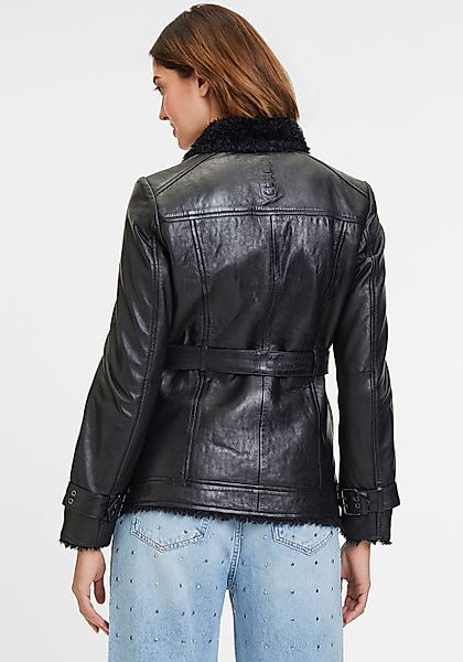 Mauritius Lederjacke "G2WDeba SF", mit Fellimitat, Gürtel, asymetrischer Re günstig online kaufen