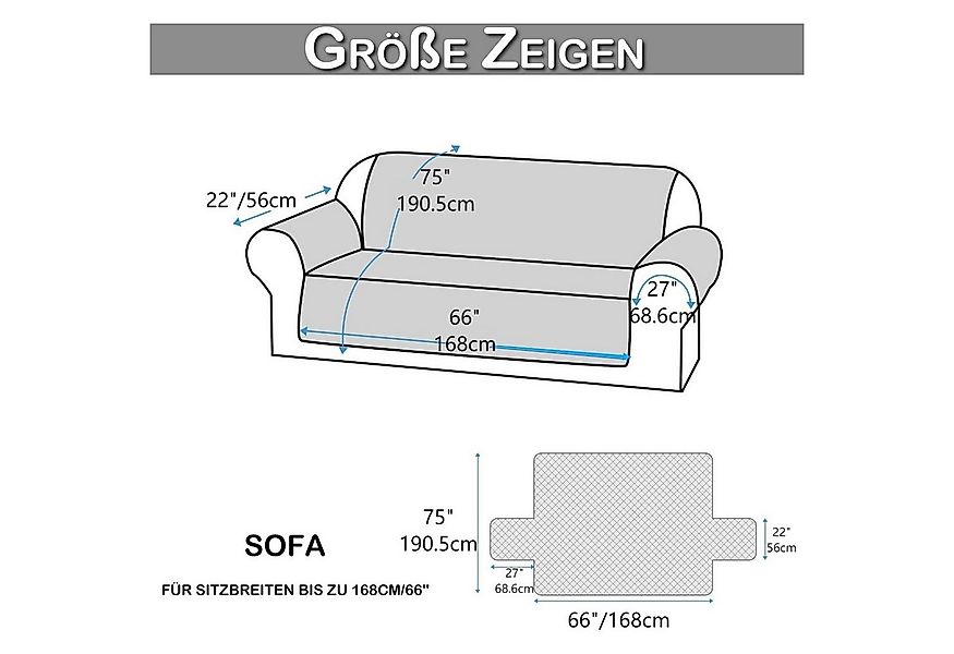BTTO Sofabezug Sofahussen 4 Farbe,Wasserdicht Rutschfeste mit Seitentaschen günstig online kaufen