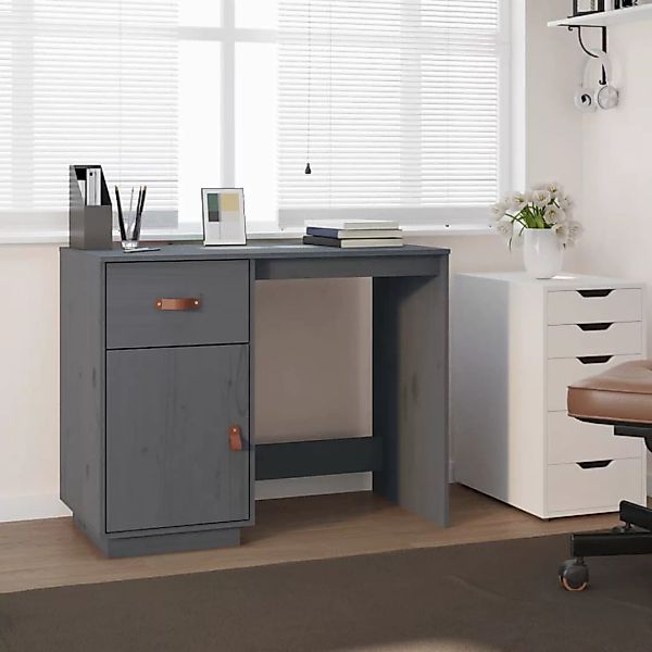 Vidaxl Schreibtisch Grau 95x50x75cm Massivholz Kiefer günstig online kaufen