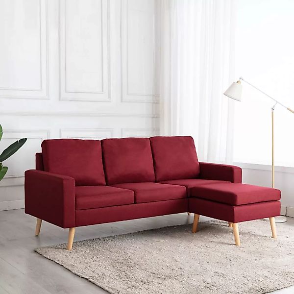3-sitzer-sofa Mit Hocker Weinrot Stoff günstig online kaufen
