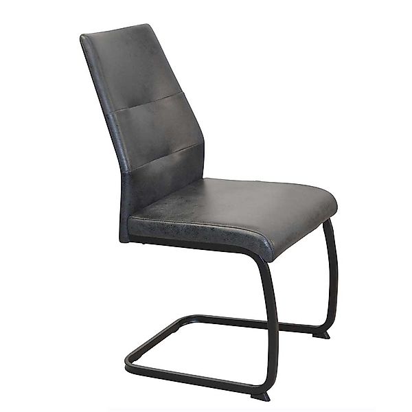 Freischwinger Stuhl Set in Anthrazit Vintage und Schwarz Microfaser Bezug ( günstig online kaufen
