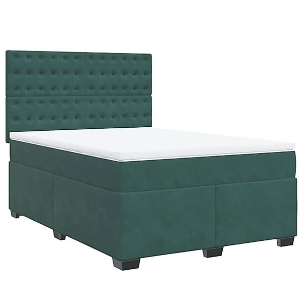 vidaXL Boxspringbett mit Matratze Dunkelgrün 140x190 cm Samt 3293221 günstig online kaufen