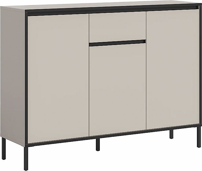 INOSIGN Sideboard "NORT, Höhe: 101cm, mit Metall Stabfuß, 3 Türen, 1 Schubk günstig online kaufen