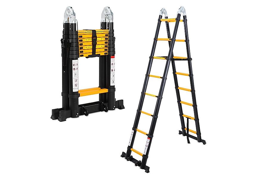 Clanmacy Teleskopleiter Teleskopleiter Alu 2,5+2,5m mit Stabilisator Rädern günstig online kaufen