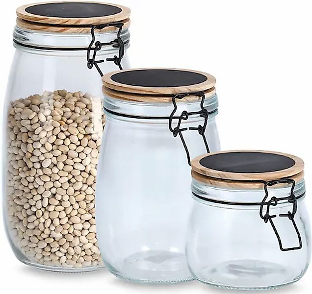 Zeller Present Vorratsglas Set, 3 Stk. tlg. Bügelverschluß, 500ml, 1000ml, günstig online kaufen