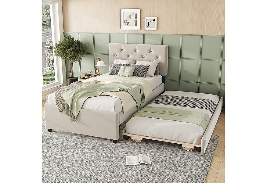 Merax Polsterbett (1-tlg), Jugendbett 90x200cm mit Ausziehbett 90x190cm und günstig online kaufen