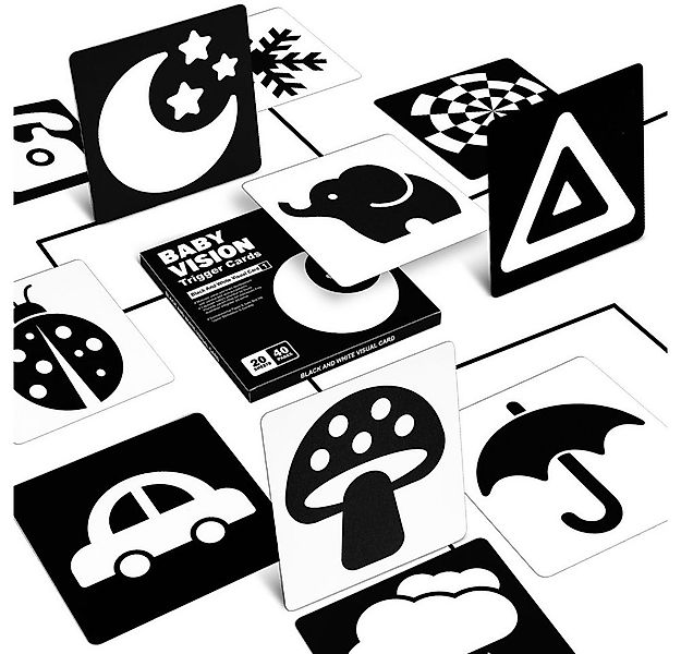 CLTYQ Lernspielzeug Sensory Toys Karten,20 Schwarz & Weiße Lernkarten für K günstig online kaufen