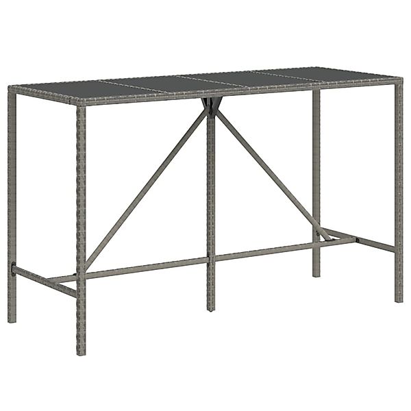 vidaXL Bartisch mit Glasplatte Grau 180x70x110 cm Poly Rattan 362592 günstig online kaufen