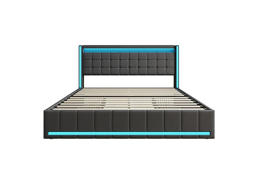 PXloue Polsterbett LED Doppelbett 140x200 cm (Inklusive USB-Typ-C-Ladeansch günstig online kaufen