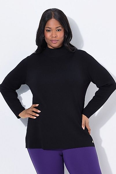 Ulla Popken Strickpullover Pullover Ripp-Stehkragen Langarm Feinstrick günstig online kaufen