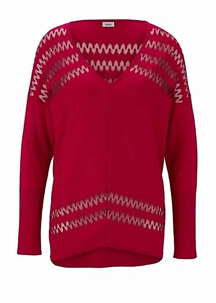 heine Longpullover Heine Damen Oversized-Ausbrenner-Pullover, rot günstig online kaufen