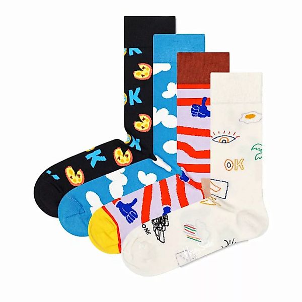 Happy Socks 4er Pack Unisex Socken - Geschenkbox, gemischte Farben Good Tim günstig online kaufen