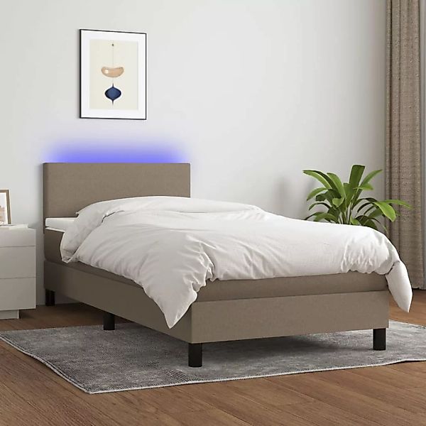 Vidaxl Boxspringbett Mit Matratze & Led Taupe 100x200 Cm Stoff günstig online kaufen