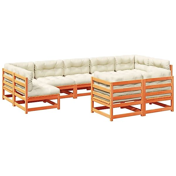vidaXL 9-Tlg Garten-Sofagarnitur mit Kissen Wachsbraun Kiefernholz 3299630 günstig online kaufen