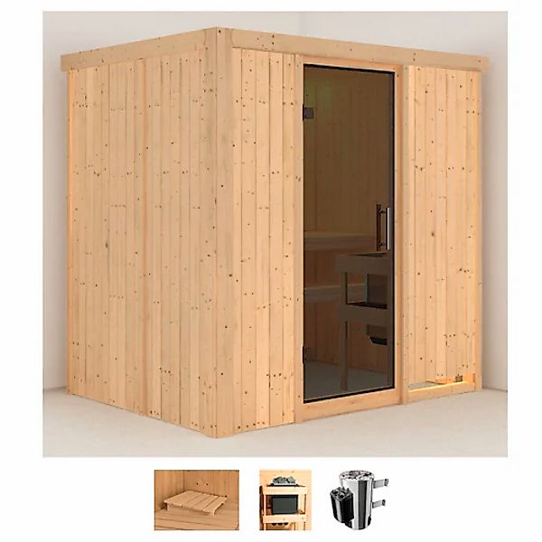 Karibu Sauna »Finja« Set, 3,6-kW-Plug & Play Ofen mit integrierter Steuerun günstig online kaufen