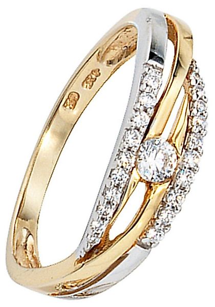 JOBO Goldring Ring mit 21 Zirkonia, 333 Gold bicolor günstig online kaufen