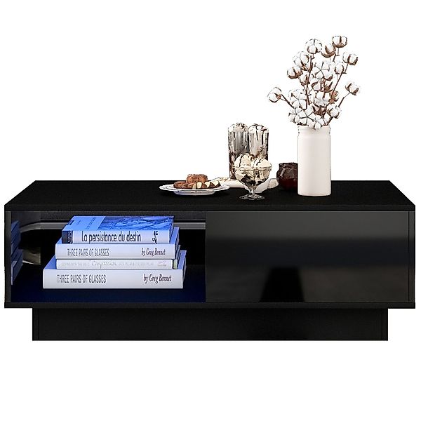 Rutaqian Couchtisch Moderner Hochglanz-Sofatisch,Couchtisch mit LED,15 günstig online kaufen