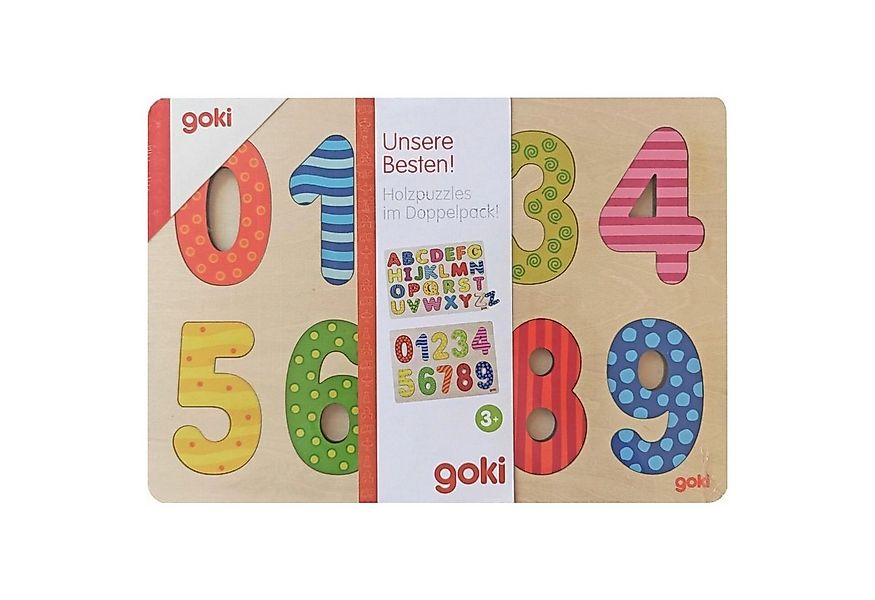 goki Puzzle Holzpuzzle im Doppelpack Alphabet und Zahlen Kind, 36 Puzzletei günstig online kaufen