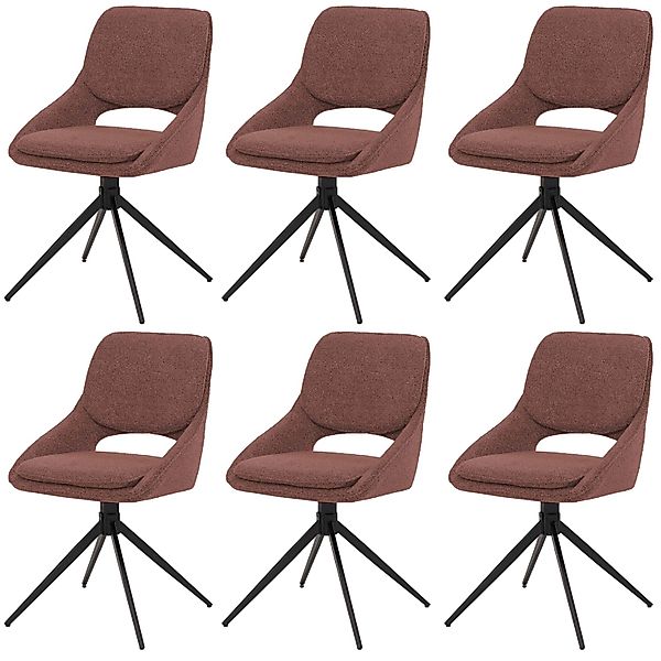 MCW Esszimmerstuhl N73 6er-Set Stoff/Textil Boucle 540g/m² Braun günstig online kaufen