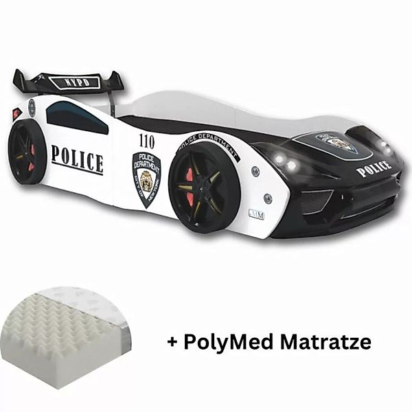 Aileenstore Autobett Police (inkl. Lattenrost LED Licht Matratze und Hecksp günstig online kaufen