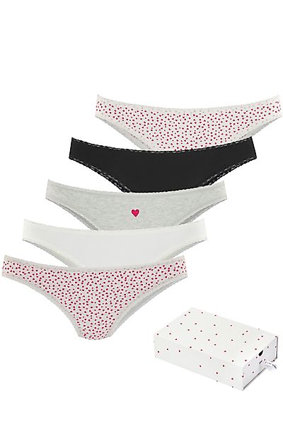LASCANA Brasilslip, (5er-Pack), mit süßen Herzchen-Prints und aus elastisch günstig online kaufen